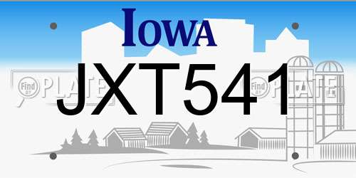 JXT541 Iowa License Plate
