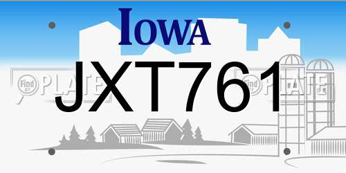 JXT761 Iowa License Plate
