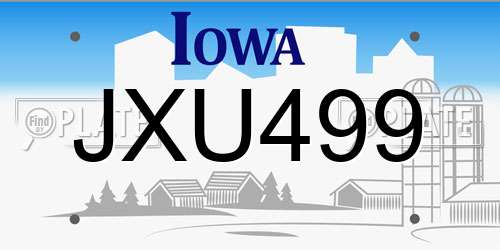 JXU499 Iowa License Plate