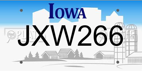 JXW266 Iowa License Plate