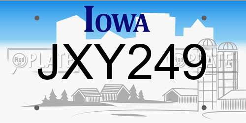 JXY249 Iowa License Plate