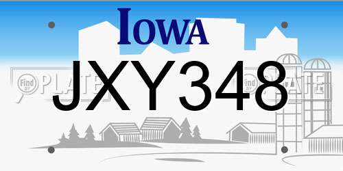 JXY348 Iowa License Plate