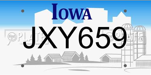 JXY659 Iowa License Plate