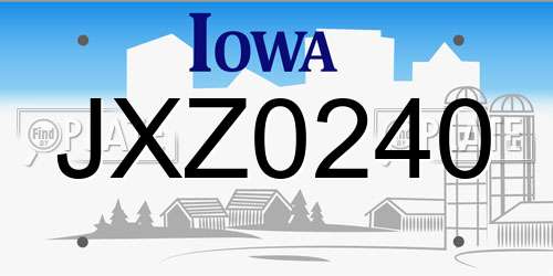 JXZ0240 Iowa License Plate