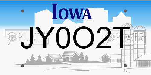 JY0O2T Iowa License Plate