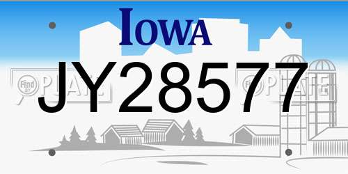 JY28577 Iowa License Plate