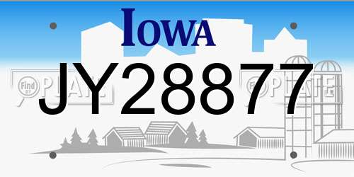 JY28877 Iowa License Plate