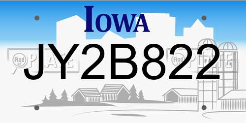 JY2B822 Iowa License Plate