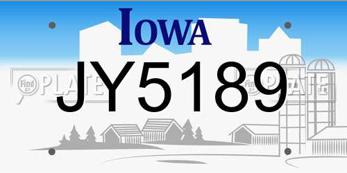 JY5189 Iowa License Plate