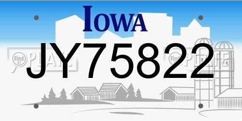 JY75822 Iowa License Plate
