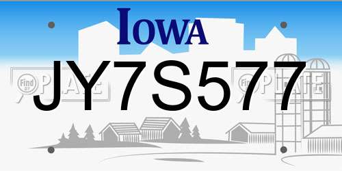JY7S577 Iowa License Plate