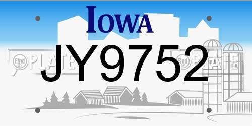JY9752 Iowa License Plate