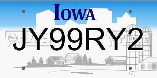 JY99RY2 Iowa License Plate