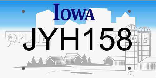 JYH158 Iowa License Plate