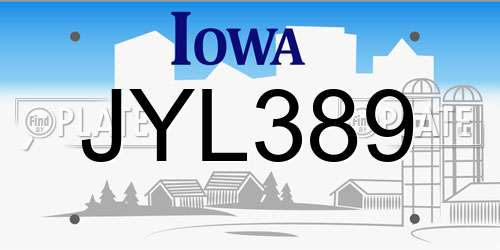 JYL389 Iowa License Plate