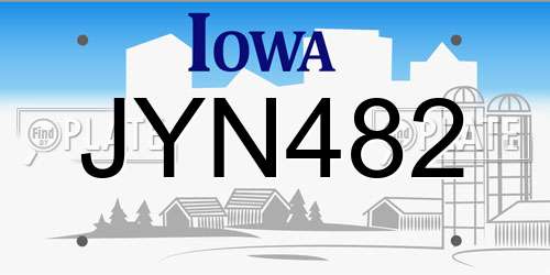 JYN482 Iowa License Plate