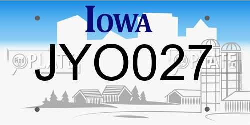 JYO027 Iowa License Plate