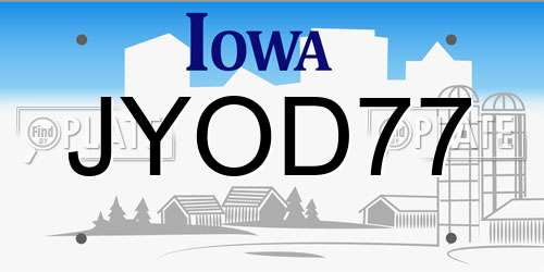 JYOD77 Iowa License Plate