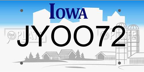 JYOO72 Iowa License Plate