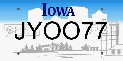 JYOO77 Iowa License Plate