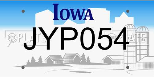 JYP054 Iowa License Plate