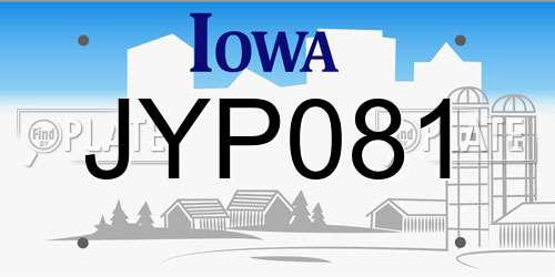 JYP081 Iowa License Plate
