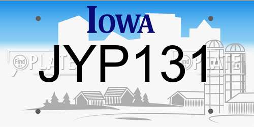 JYP131 Iowa License Plate