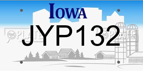JYP132 Iowa License Plate