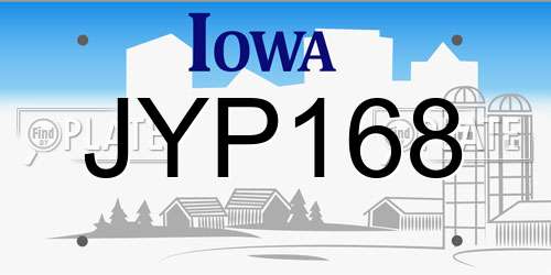 JYP168 Iowa License Plate