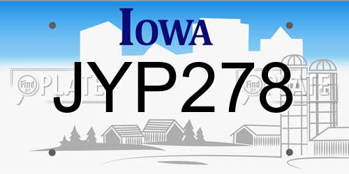JYP278 Iowa License Plate