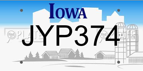 JYP374 Iowa License Plate