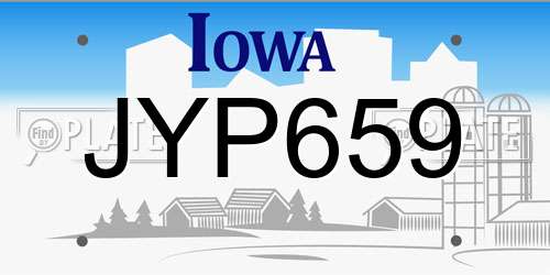 JYP659 Iowa License Plate
