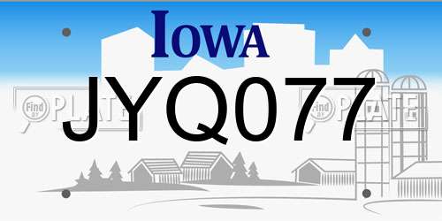 JYQ077 Iowa License Plate