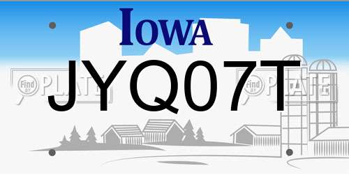 JYQ07T Iowa License Plate