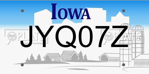 JYQ07Z Iowa License Plate