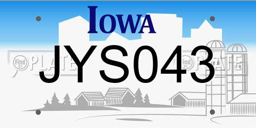JYS043 Iowa License Plate