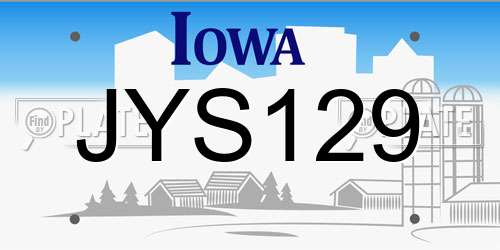 JYS129 Iowa License Plate