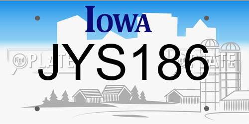 JYS186 Iowa License Plate
