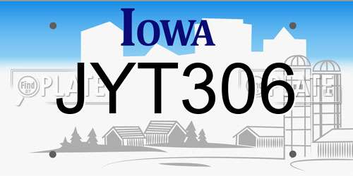 JYT306 Iowa License Plate