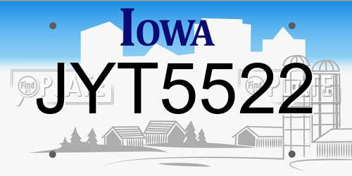 JYT5522 Iowa License Plate