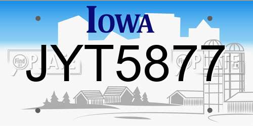 JYT5877 Iowa License Plate
