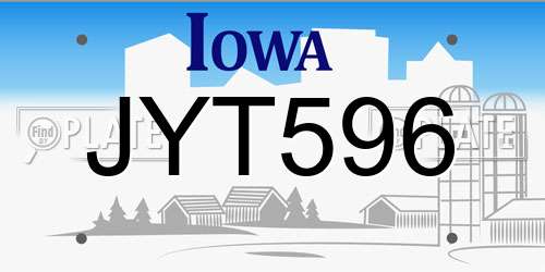JYT596 Iowa License Plate