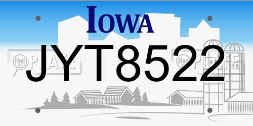 JYT8522 Iowa License Plate