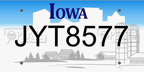 JYT8577 Iowa License Plate