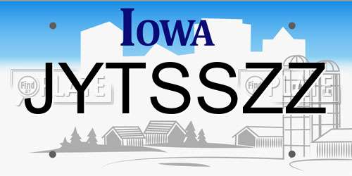 JYTSSZZ Iowa License Plate
