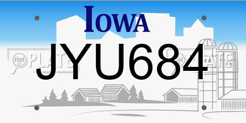 JYU684 Iowa License Plate