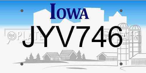 JYV746 Iowa License Plate