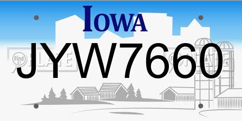 JYW7660 Iowa License Plate