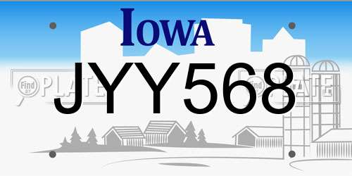 JYY568 Iowa License Plate