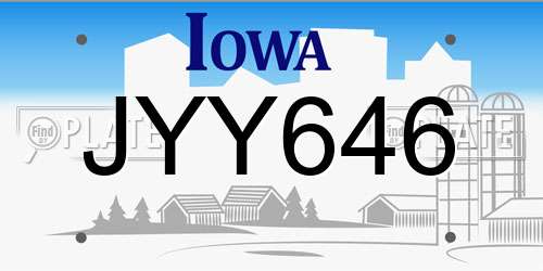 JYY646 Iowa License Plate